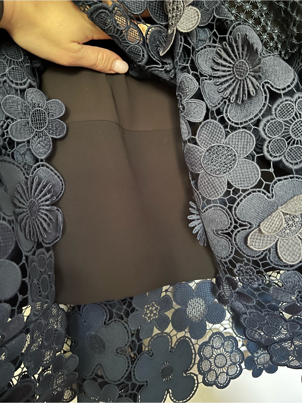 Self Portrait Blue Embroidered 3D Flowers Floral dress LINED - Picture 12 of 15